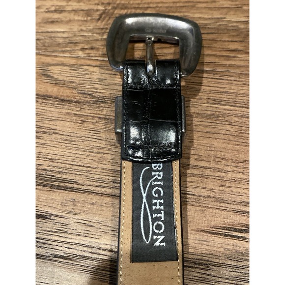 VTG '94 Brighton Black Leather Silver Concho Belt USA Women Small Preppy Western - Picture 6 of 6